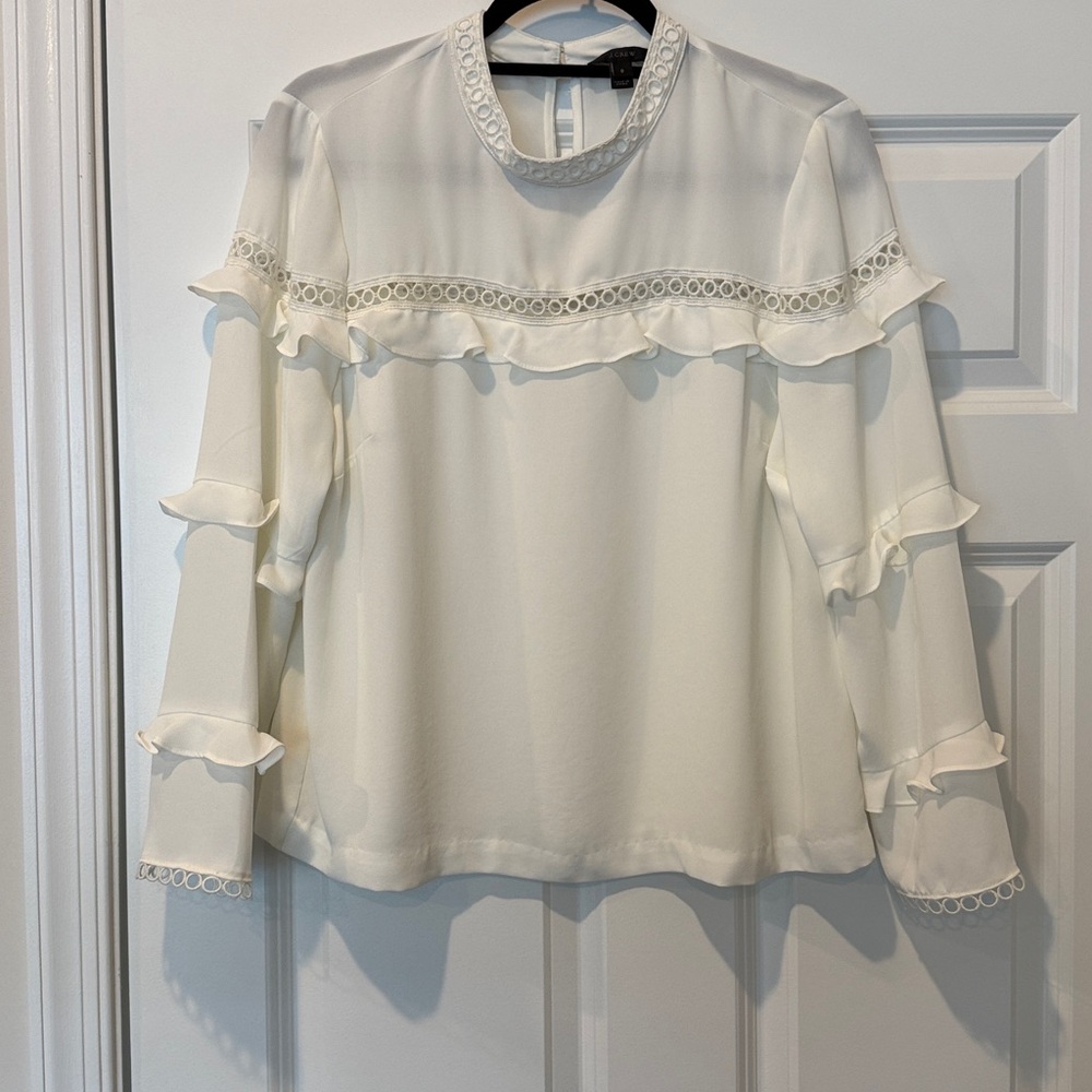 J. Crew Cream Embroidered Blouse